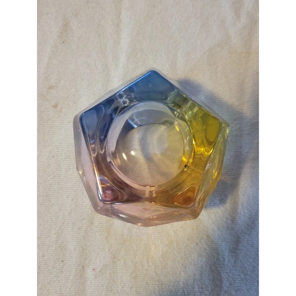Iridescent Art Glass Tealight‎ Votive Candle Holder Hexagon 3.5